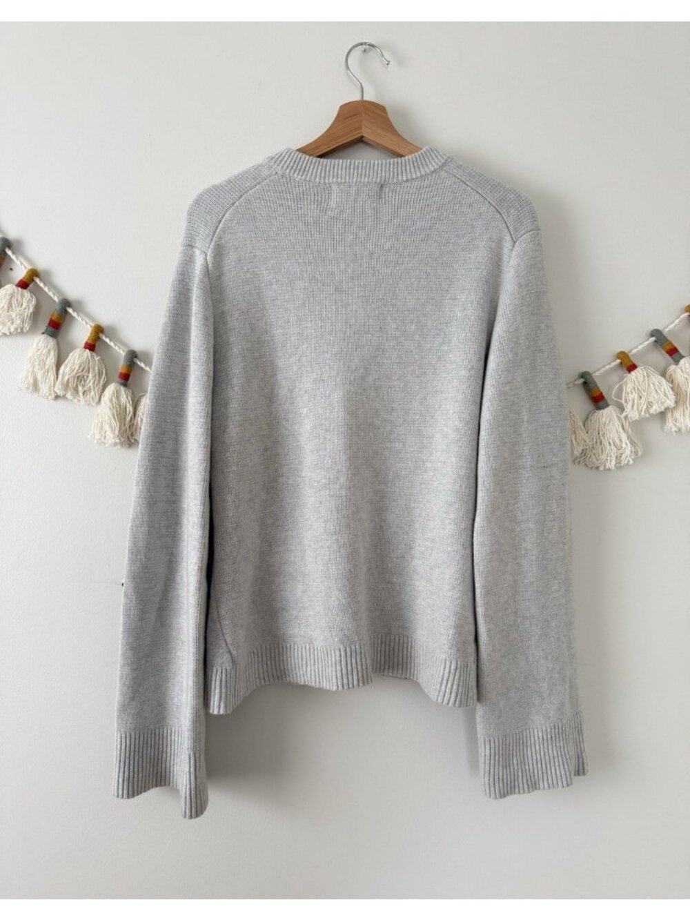 Modern Citizen Eames Organic Cotton Wool Gray Flare Sleeve Cardigan Modest L - Picture 3 of 13